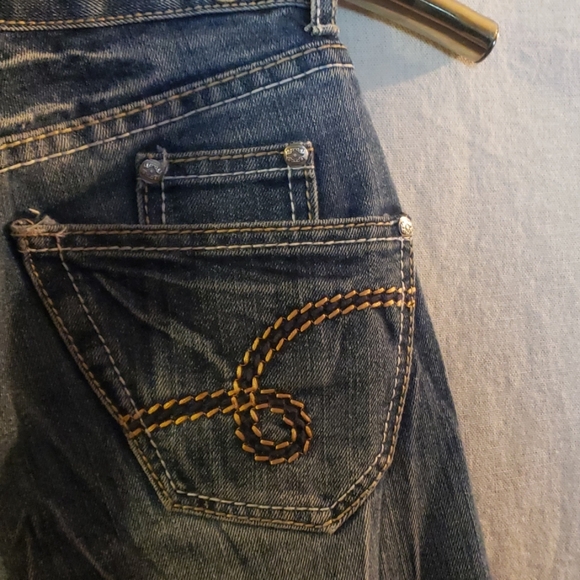 City Ink Distressed Whiskers Denim Ombre Blue Jeans - Picture 4 of 5